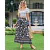 image:imageZeagoo Womens 2026 Boho Floral Skirt Casual Elastic High Waist Maxi Skirts Flowy A Line Beach Long Skirt with Side PocketsBohemian Navy
