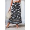 image:imageZeagoo Womens 2026 Boho Floral Skirt Casual Elastic High Waist Maxi Skirts Flowy A Line Beach Long Skirt with Side PocketsBohemian Navy