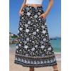 image:imageZeagoo Womens 2026 Boho Floral Skirt Casual Elastic High Waist Maxi Skirts Flowy A Line Beach Long Skirt with Side PocketsBohemian Navy