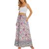 image:imageZeagoo Womens 2026 Boho Floral Skirt Casual Elastic High Waist Maxi Skirts Flowy A Line Beach Long Skirt with Side PocketsBoho Purple Flower