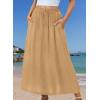image:imageZeagoo Womens 2026 Boho Floral Skirt Casual Elastic High Waist Maxi Skirts Flowy A Line Beach Long Skirt with Side PocketsCamel