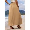 image:imageZeagoo Womens 2026 Boho Floral Skirt Casual Elastic High Waist Maxi Skirts Flowy A Line Beach Long Skirt with Side PocketsCamel