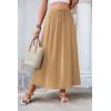 image:imageZeagoo Womens 2026 Boho Floral Skirt Casual Elastic High Waist Maxi Skirts Flowy A Line Beach Long Skirt with Side PocketsCamel