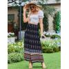 image:imageZeagoo Womens 2026 Boho Floral Skirt Casual Elastic High Waist Maxi Skirts Flowy A Line Beach Long Skirt with Side PocketsDark Blue
