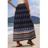 image:imageZeagoo Womens 2026 Boho Floral Skirt Casual Elastic High Waist Maxi Skirts Flowy A Line Beach Long Skirt with Side PocketsDark Blue