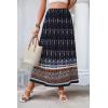 image:imageZeagoo Womens 2026 Boho Floral Skirt Casual Elastic High Waist Maxi Skirts Flowy A Line Beach Long Skirt with Side PocketsDark Blue