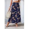 image:imageZeagoo Womens 2026 Boho Floral Skirt Casual Elastic High Waist Maxi Skirts Flowy A Line Beach Long Skirt with Side PocketsDark Bluebrown