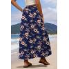 image:imageZeagoo Womens 2026 Boho Floral Skirt Casual Elastic High Waist Maxi Skirts Flowy A Line Beach Long Skirt with Side PocketsDark Bluebrown