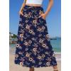 image:imageZeagoo Womens 2026 Boho Floral Skirt Casual Elastic High Waist Maxi Skirts Flowy A Line Beach Long Skirt with Side PocketsDark Bluebrown