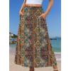 image:imageZeagoo Womens 2026 Boho Floral Skirt Casual Elastic High Waist Maxi Skirts Flowy A Line Beach Long Skirt with Side PocketsEthnic