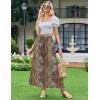 image:imageZeagoo Womens 2026 Boho Floral Skirt Casual Elastic High Waist Maxi Skirts Flowy A Line Beach Long Skirt with Side PocketsEthnic