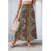 image:imageZeagoo Womens 2026 Boho Floral Skirt Casual Elastic High Waist Maxi Skirts Flowy A Line Beach Long Skirt with Side PocketsEthnic
