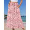 image:imageZeagoo Womens 2026 Boho Floral Skirt Casual Elastic High Waist Maxi Skirts Flowy A Line Beach Long Skirt with Side PocketsOrange Pink White