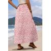 image:imageZeagoo Womens 2026 Boho Floral Skirt Casual Elastic High Waist Maxi Skirts Flowy A Line Beach Long Skirt with Side PocketsOrange Pink White