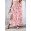image:imageZeagoo Womens 2026 Boho Floral Skirt Casual Elastic High Waist Maxi Skirts Flowy A Line Beach Long Skirt with Side PocketsOrange Pink White