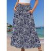 image:imageZeagoo Womens 2026 Boho Floral Skirt Casual Elastic High Waist Maxi Skirts Flowy A Line Beach Long Skirt with Side PocketsTibetan Khaki