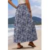 image:imageZeagoo Womens 2026 Boho Floral Skirt Casual Elastic High Waist Maxi Skirts Flowy A Line Beach Long Skirt with Side PocketsTibetan Khaki