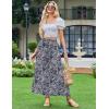image:imageZeagoo Womens 2026 Boho Floral Skirt Casual Elastic High Waist Maxi Skirts Flowy A Line Beach Long Skirt with Side PocketsTibetan Khaki