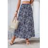 image:imageZeagoo Womens 2026 Boho Floral Skirt Casual Elastic High Waist Maxi Skirts Flowy A Line Beach Long Skirt with Side PocketsTibetan Khaki