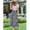image:imageZeagoo Womens 2026 Boho Floral Skirt Casual Elastic High Waist Maxi Skirts Flowy A Line Beach Long Skirt with Side PocketsTibetan Khaki