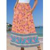 image:imageZeagoo Womens 2026 Boho Floral Skirt Casual Elastic High Waist Maxi Skirts Flowy A Line Beach Long Skirt with Side PocketsYellowgreen