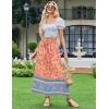 image:imageZeagoo Womens 2026 Boho Floral Skirt Casual Elastic High Waist Maxi Skirts Flowy A Line Beach Long Skirt with Side PocketsYellowgreen