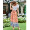 image:imageZeagoo Womens 2026 Boho Floral Skirt Casual Elastic High Waist Maxi Skirts Flowy A Line Beach Long Skirt with Side PocketsYellowgreen