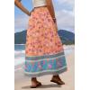 image:imageZeagoo Womens 2026 Boho Floral Skirt Casual Elastic High Waist Maxi Skirts Flowy A Line Beach Long Skirt with Side PocketsYellowgreen