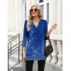 image:imageZeagoo Womens 34 Length Sleeve Tops V Neck Tunic Casual Dressy Blouse Floral Printed ShirtsBlue Floral