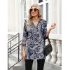 image:imageZeagoo Womens 34 Length Sleeve Tops V Neck Tunic Casual Dressy Blouse Floral Printed ShirtsBlue Pattern