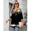 image:imageZeagoo Womens 34 Length Sleeve Tops V Neck Tunic Casual Dressy Blouse Floral Printed ShirtsFloral Black