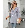 image:imageZeagoo Womens 34 Length Sleeve Tops V Neck Tunic Casual Dressy Blouse Floral Printed ShirtsGray Floral