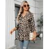 image:imageZeagoo Womens 34 Length Sleeve Tops V Neck Tunic Casual Dressy Blouse Floral Printed ShirtsLeopard Brown