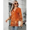 image:imageZeagoo Womens 34 Length Sleeve Tops V Neck Tunic Casual Dressy Blouse Floral Printed ShirtsOrange Floral