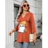 image:imageZeagoo Womens 34 Length Sleeve Tops V Neck Tunic Casual Dressy Blouse Floral Printed ShirtsOrange Spooky