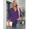 image:imageZeagoo Womens 34 Length Sleeve Tops V Neck Tunic Casual Dressy Blouse Floral Printed ShirtsPurple