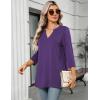 image:imageZeagoo Womens 34 Length Sleeve Tops V Neck Tunic Casual Dressy Blouse Floral Printed ShirtsPurple