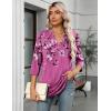 image:imageZeagoo Womens 34 Length Sleeve Tops V Neck Tunic Casual Dressy Blouse Floral Printed ShirtsPurple Floral