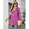 image:imageZeagoo Womens 34 Length Sleeve Tops V Neck Tunic Casual Dressy Blouse Floral Printed ShirtsPurple Floral