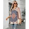 image:imageZeagoo Womens 34 Length Sleeve Tops V Neck Tunic Casual Dressy Blouse Floral Printed ShirtsRed Pattern