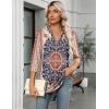 image:imageZeagoo Womens 34 Length Sleeve Tops V Neck Tunic Casual Dressy Blouse Floral Printed ShirtsRed Pattern