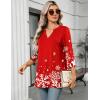 image:imageZeagoo Womens 34 Length Sleeve Tops V Neck Tunic Casual Dressy Blouse Floral Printed ShirtsSnowflake