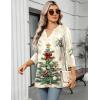 image:imageZeagoo Womens 34 Length Sleeve Tops V Neck Tunic Casual Dressy Blouse Floral Printed ShirtsTree Apricot