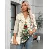 image:imageZeagoo Womens 34 Length Sleeve Tops V Neck Tunic Casual Dressy Blouse Floral Printed ShirtsTree Apricot