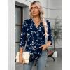 image:imageZeagoo Womens 34 Length Sleeve Tops V Neck Tunic Casual Dressy Blouse Floral Printed ShirtsWhite Leaves  Navy Blue