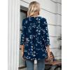 image:imageZeagoo Womens 34 Length Sleeve Tops V Neck Tunic Casual Dressy Blouse Floral Printed ShirtsWhite Leaves  Navy Blue