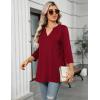 image:imageZeagoo Womens 34 Length Sleeve Tops V Neck Tunic Casual Dressy Blouse Floral Printed ShirtsWine Red