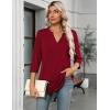 image:imageZeagoo Womens 34 Length Sleeve Tops V Neck Tunic Casual Dressy Blouse Floral Printed ShirtsWine Red