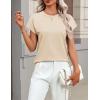image:imageZeagoo Womens Summer Short Sleeve Tops Crew Neck Pullover Sweaters Cap Sleeve Loose Dressy Casual Blouse Basic ClothesApricot