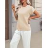 image:imageZeagoo Womens Summer Short Sleeve Tops Crew Neck Pullover Sweaters Cap Sleeve Loose Dressy Casual Blouse Basic ClothesApricot